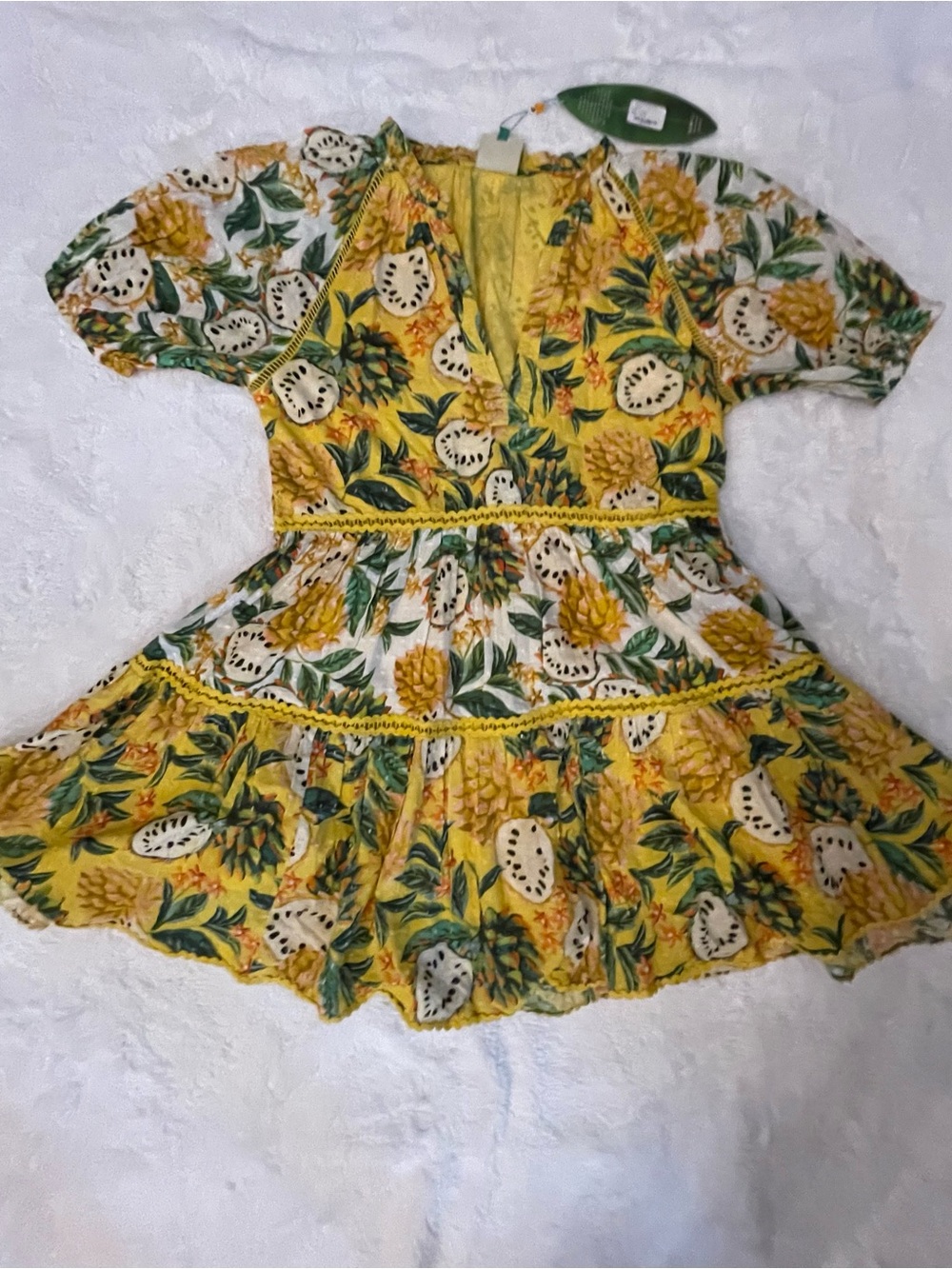 FARM Rio Yellow Tropical Print Summer Dress — NWT